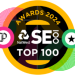 The SE100 awards logo showcasing TellJO being named as one of the top 100 social enterprises